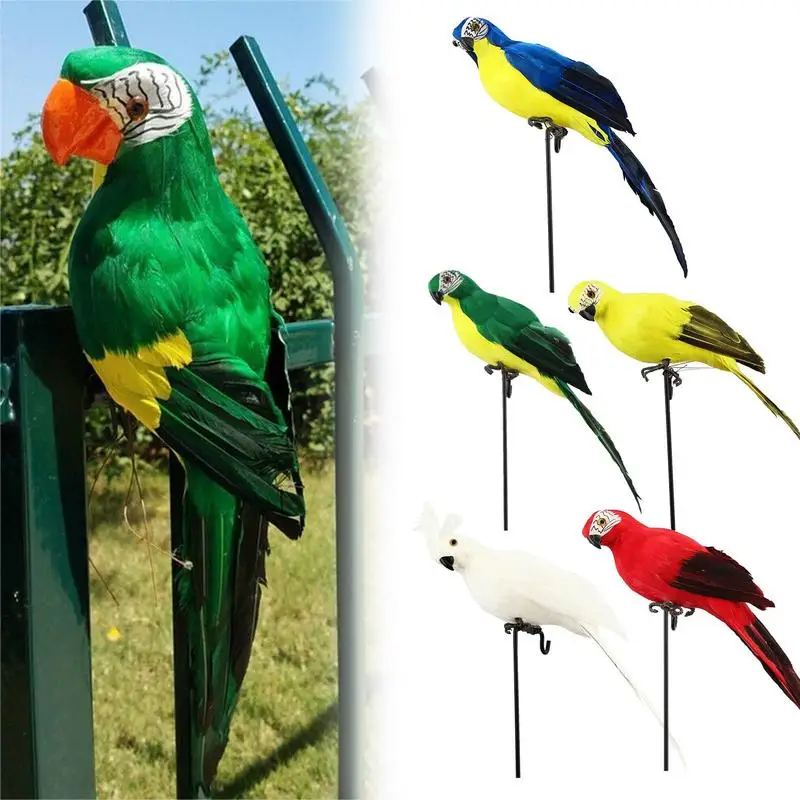 

Artificial Birds Handmade Simulation Parrot Creative Feather Lawn Figurine Ornament Animal Bird Garden Bird Prop Decoration