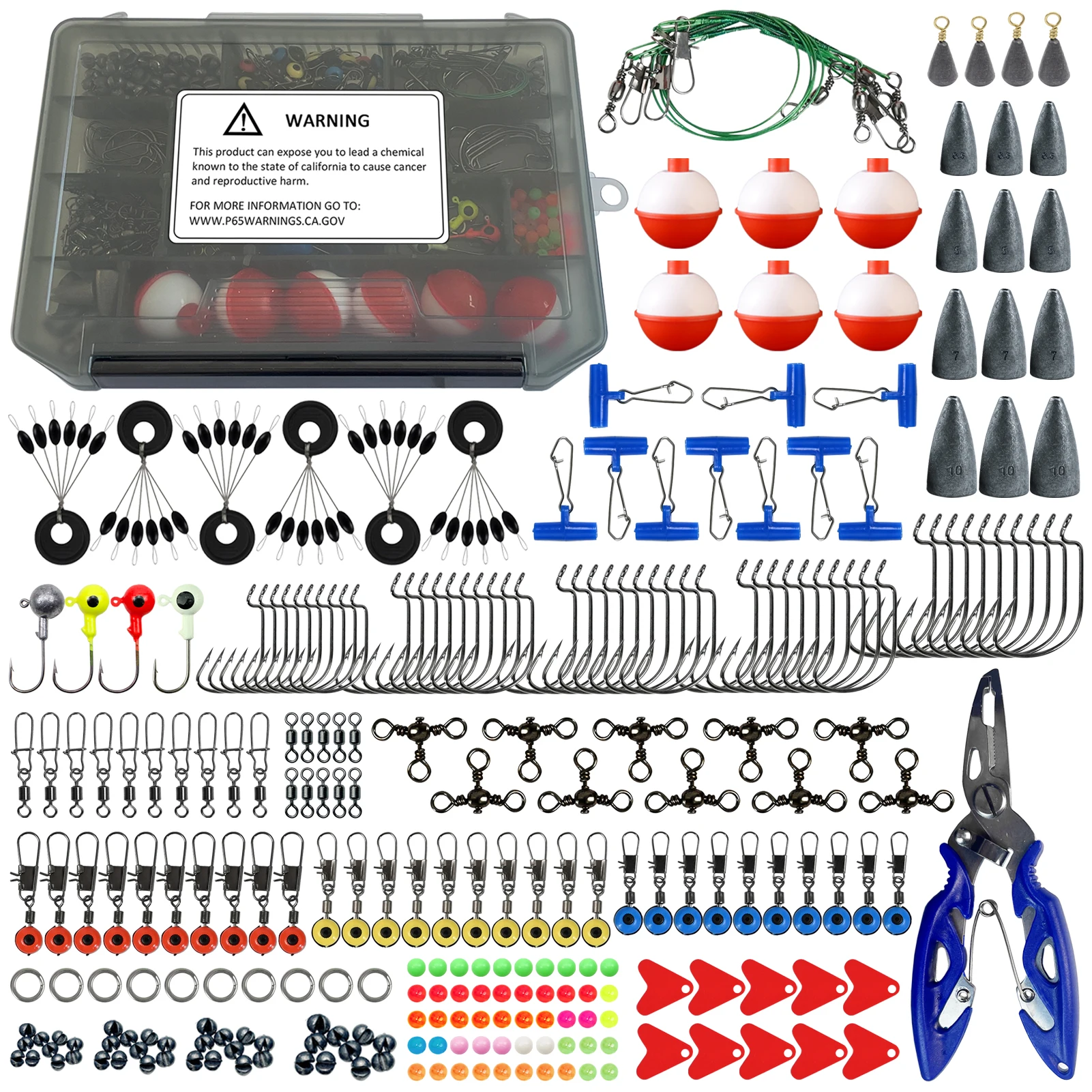 Бесплатная рыбалка 270 шт. набор для морской рыбалки поплавки бусины грузила