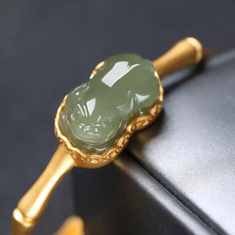 Этнический стиль S925 посеребренная инкрустация натуральный нефрит Хэтянь дым