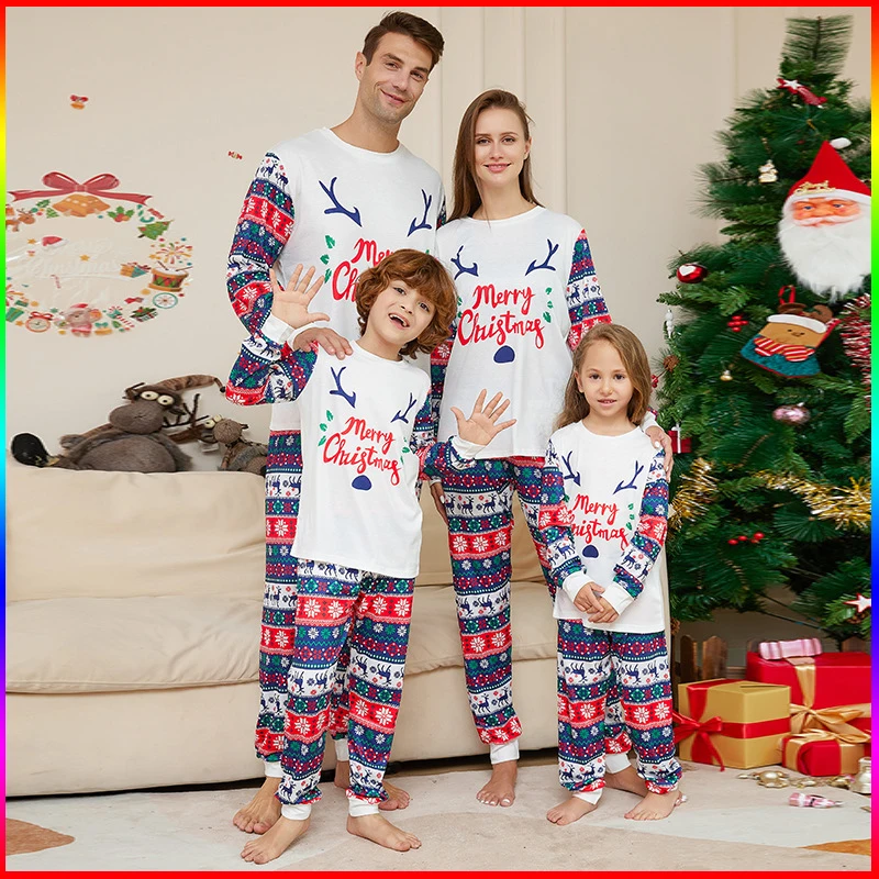 

2023 Christmas Family Matching Pajamas Costume Cosplay Tops+Stripe Pants For Adult Kid Baby Outfits Boy Girls Romper Sleepwear