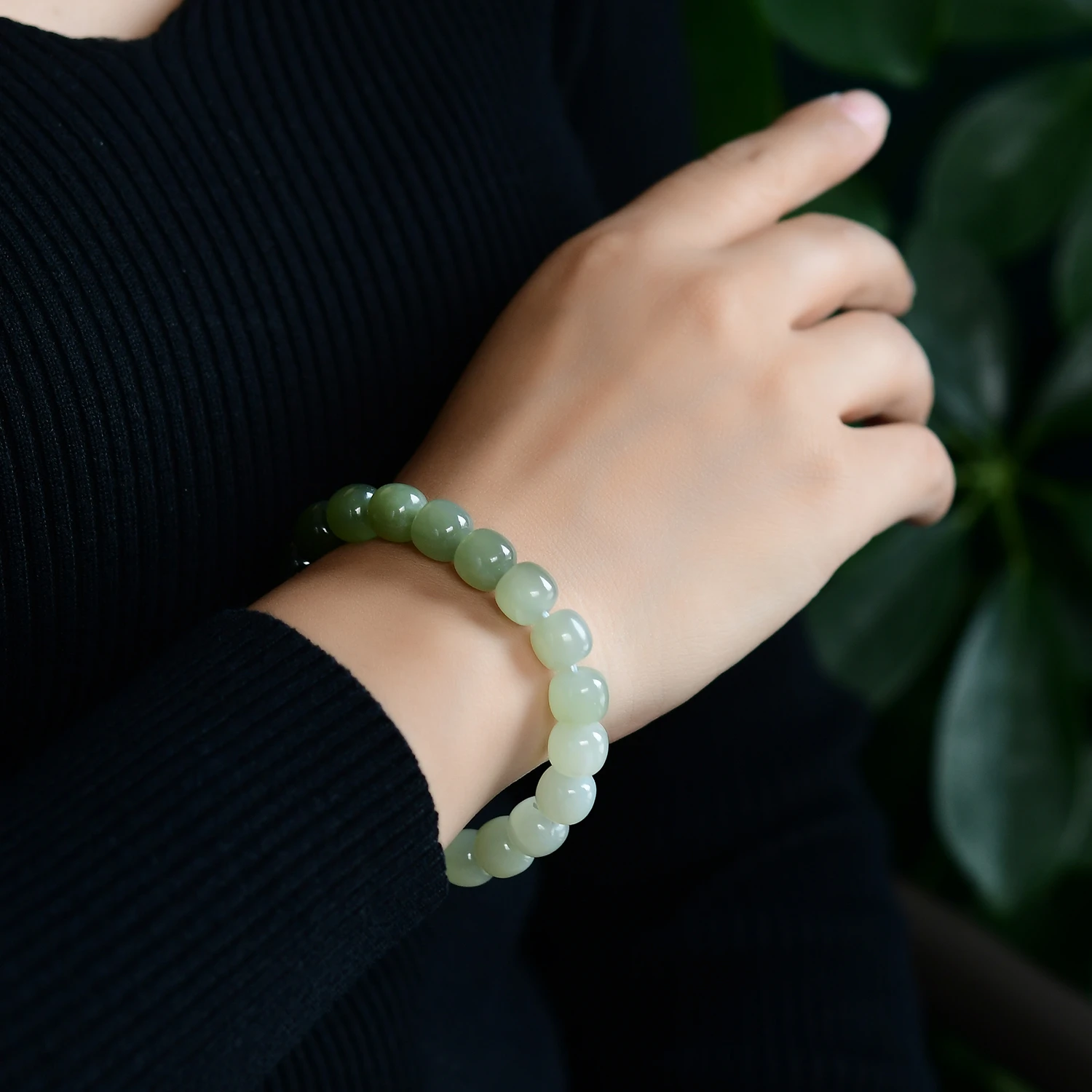 Натуральный нефрит Hetian Ice Clear Water Gradient Один кольцо Старый браслет из бисера