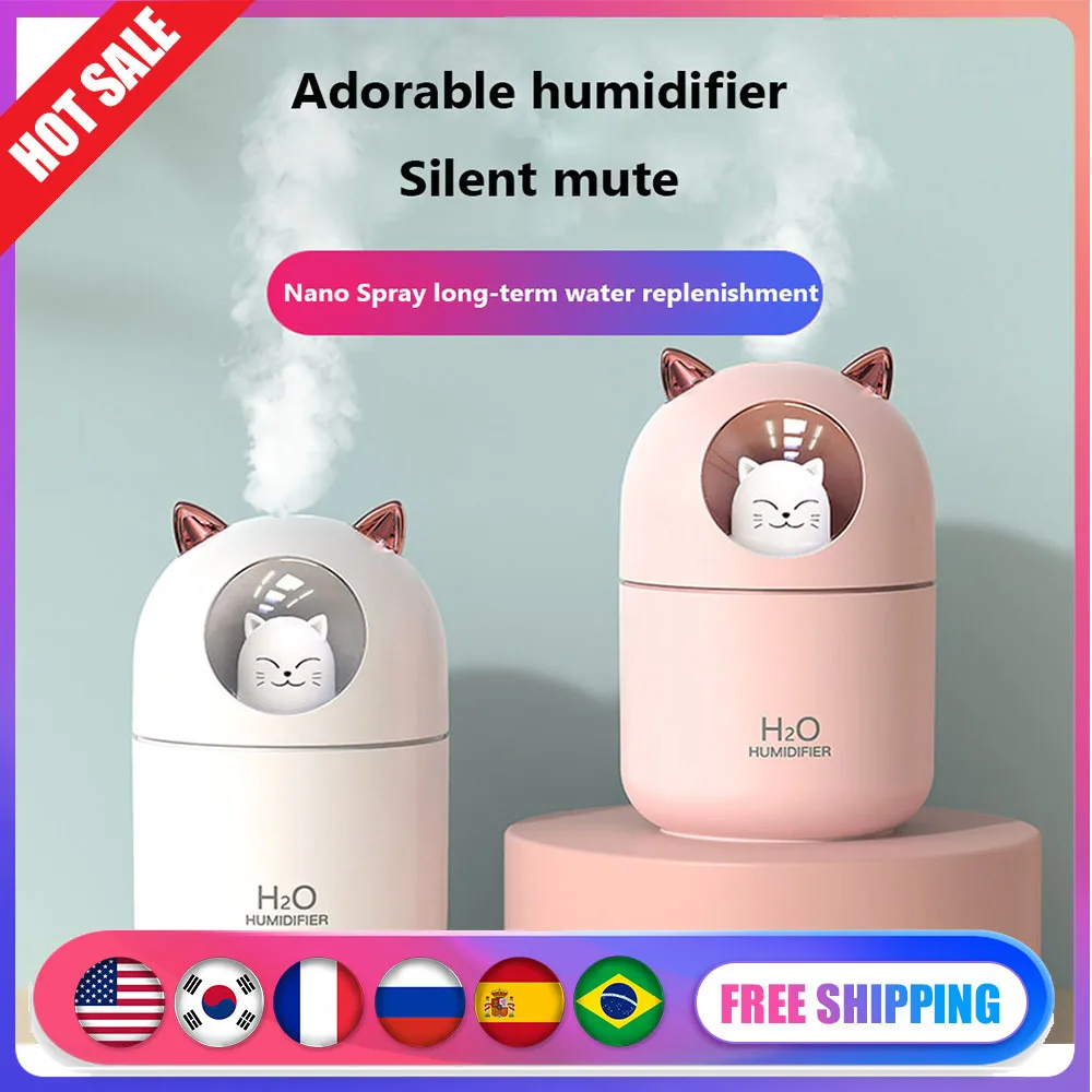 Увлажнитель воздуха в виде милой кошки Ароматический диффузор с USB или зарядкой