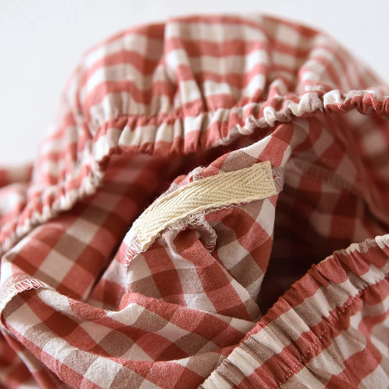 2023 New Sleepwear Checked Couple Pajama Suit 100%  Women's Cotton This Men's  Long-sleeved Trousers Home Suit Two-piece Pijama