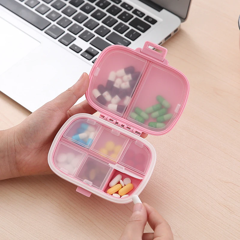 

Youpin 8 Grid Organizer Container for Tablets Travel Pill Box with Seal Ring Box for Tablets Wheat Straw Container for Medicines