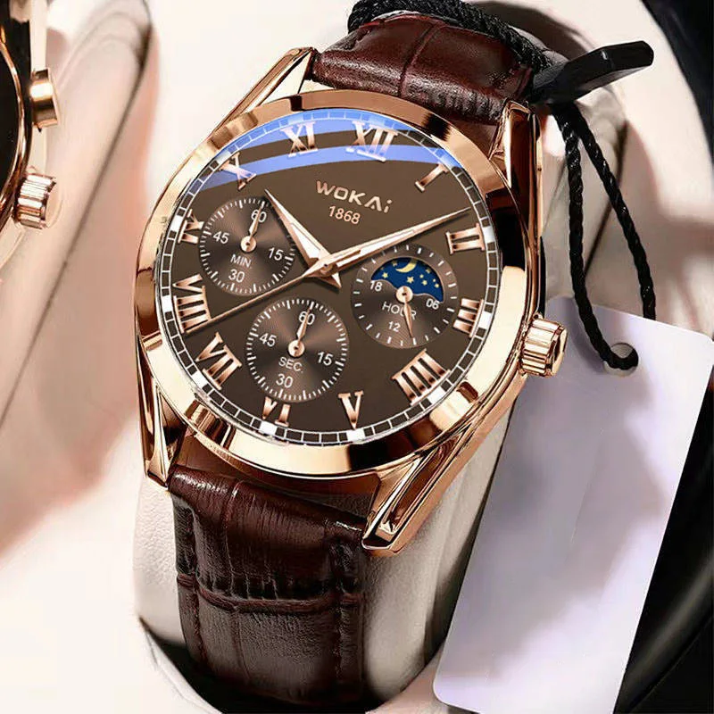 Explosive Luxury Business Men's Watch Automatic Movement Watch Men's Luminous Belt Calendar Waterproof Watch enlarge