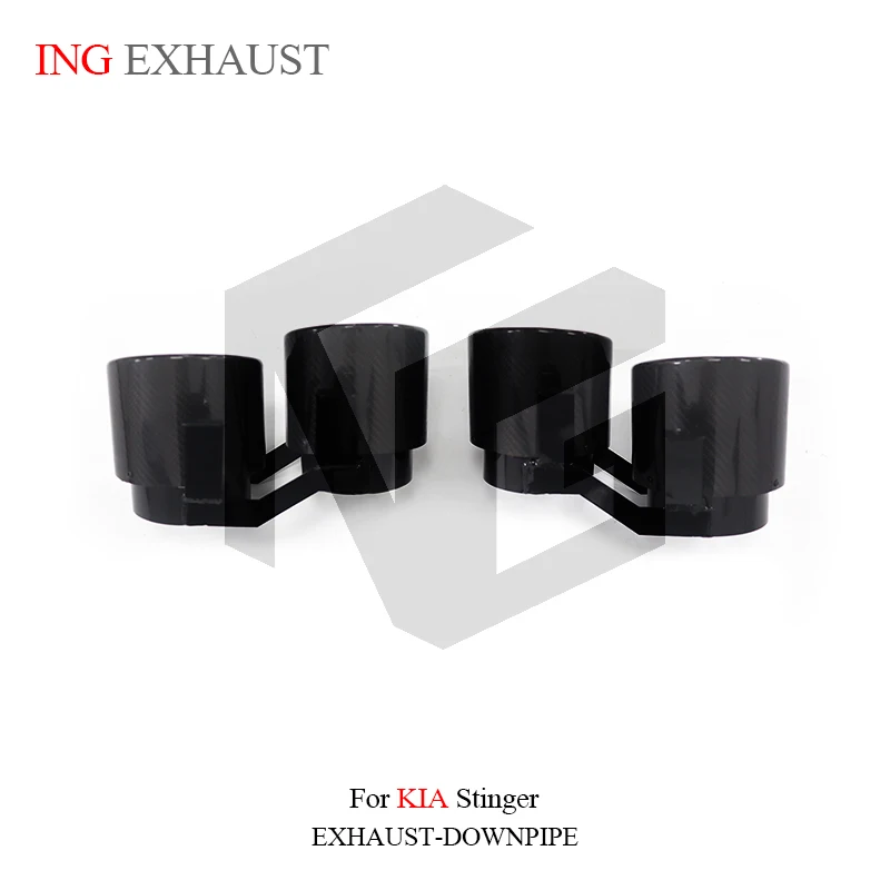 Черные насадки на заднюю выхлопную систему ING из углеродного волокна для KIA Stinger
