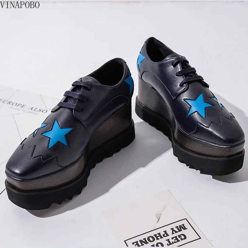 Женская обувь 2023 трендовые женские туфли со звездами и металлической пряжкой