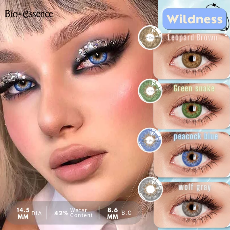 

Bio-essence 1Pair Brown Gray Color Contact Lenses Wildness Series Yearly Fashion Makeup Contact Pupilentes for Eye Free Shipping