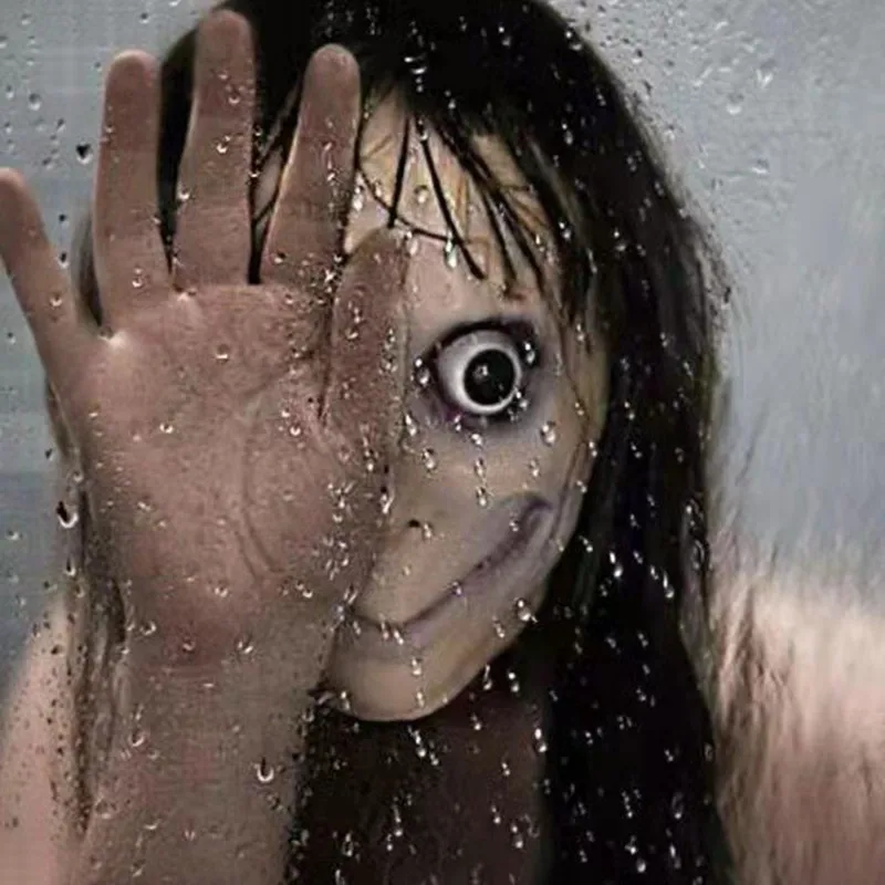 

Страшная маска Момо для взрослых, хакерская игра, ужас, латексная маска, полноголовая маска Момо, латексная маска с париками, реквизит для рождественской карнавальвечерние