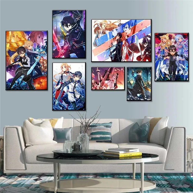 

DIY Oil Painting By Numbers Sword Art Online Kirito Asuna Japan Video Game Anime Handpainted Wall Living Room Decor Unique Gift