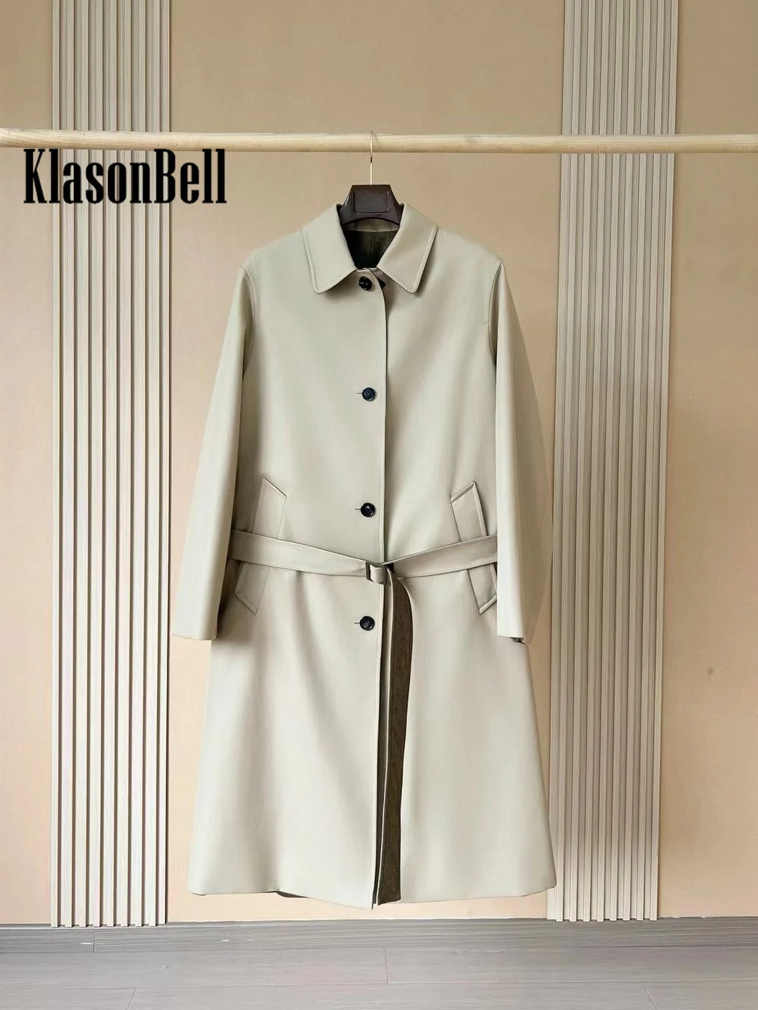 10.26 KlasonBell Мужская одежда Модная повседневная двусторонняя Длинный плащ с