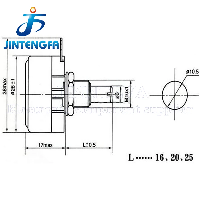 Круглый металлический вал WX110 WX010 1 Вт 22 100 220 470 Ом 1K 2 K 3 4 7 10K 22K контакта 6 мм