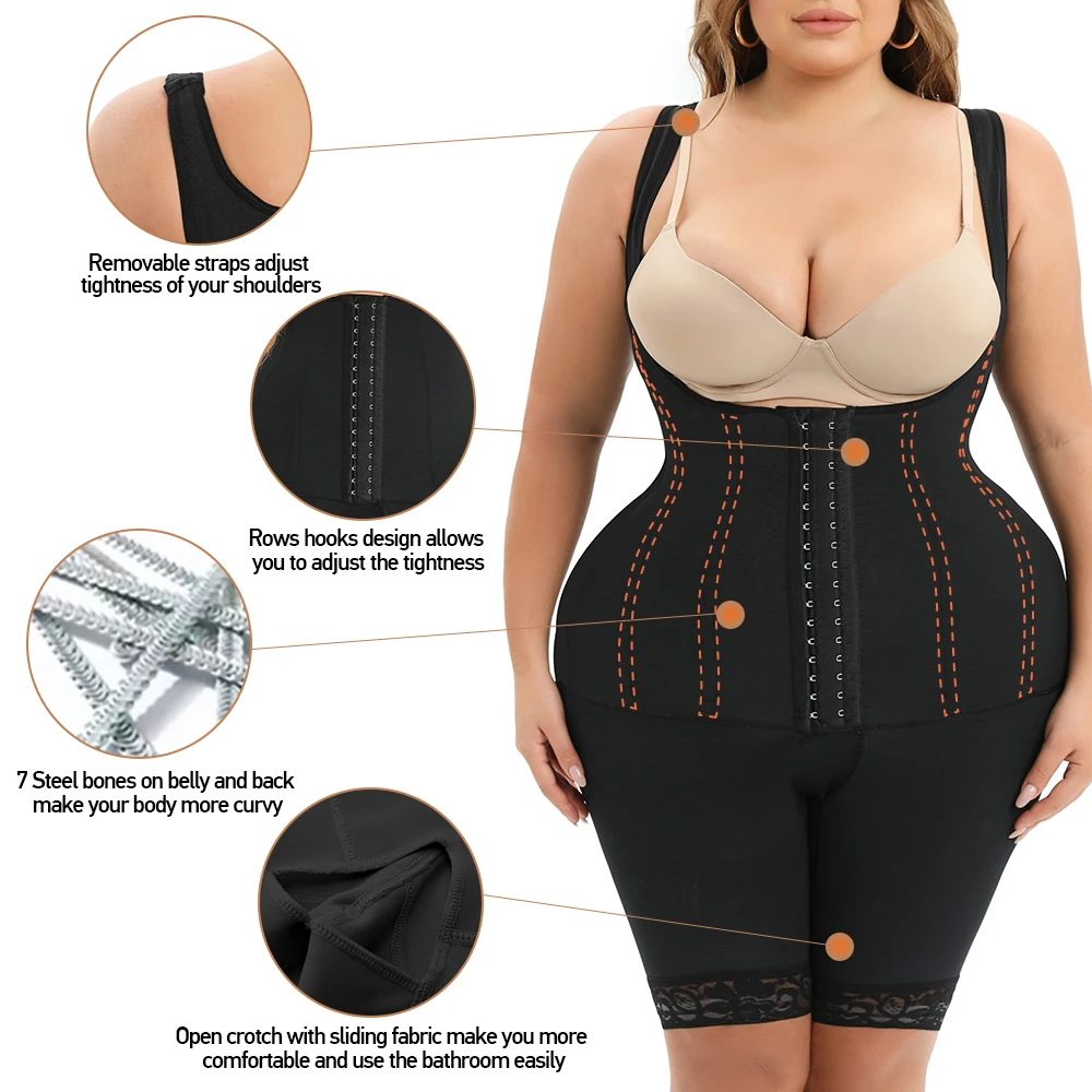 Plus Size Shapewear Corset Faja Colombian Reducing Body Shaper Waist Trainer Women's Binders and Shaper Slimming Flat Belly