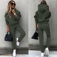 2 pieces set sports sweatshirts pullover sweatpants home outfits spring autumn hoodies suit solid casual tracksuit women fleece