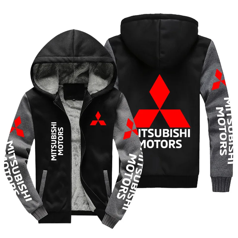 

Толстовка мужская зимняя с логотипом Mitsubishi Motors, модная куртка с длинным рукавом, Повседневная флисовая кофта с шерстяной подкладкой