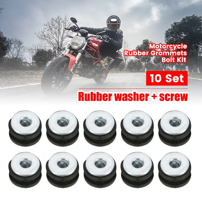 

10Pcs Black Motorcycle Side Cover Rubber Grommets Gasket Fairings For Yamaha For Honda For Suzuki CBR GSXR Ninja ZX YZF Kawasaki