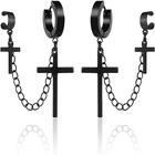 1 шт. черная цепочка из нержавеющей стали с двумя крестиками и кисточками, маленькое кольцо, мужские и женские клипсы, серьги-каффы на уши, стильные Ги, панк, подарок