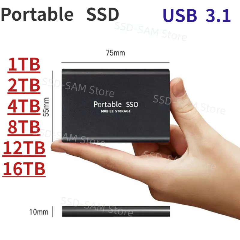

New High Speed 2TB Portable SSD USB3.1 External Solid State Drive 4TB External Hard Disk SSD TYPE-C Mobile SSD For PC/Mac/Phones