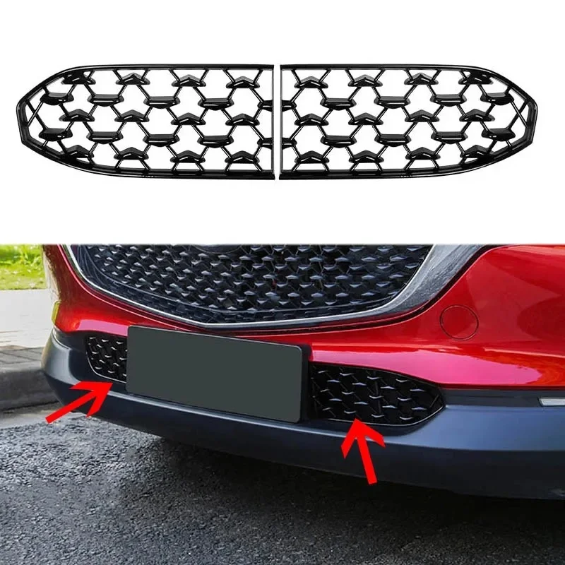 

Car Front Lower Bumper Grill Grille Moulding Cover For Mazda CX30 CX-30 2020-2022 Car Front Bottom Middle Net Decoration Black
