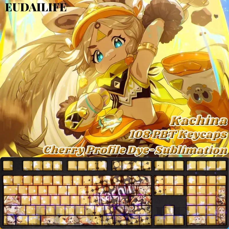 Kachina PBT 108 колпачки для клавиш Genshin Impact крышка ключей сублимационная краска