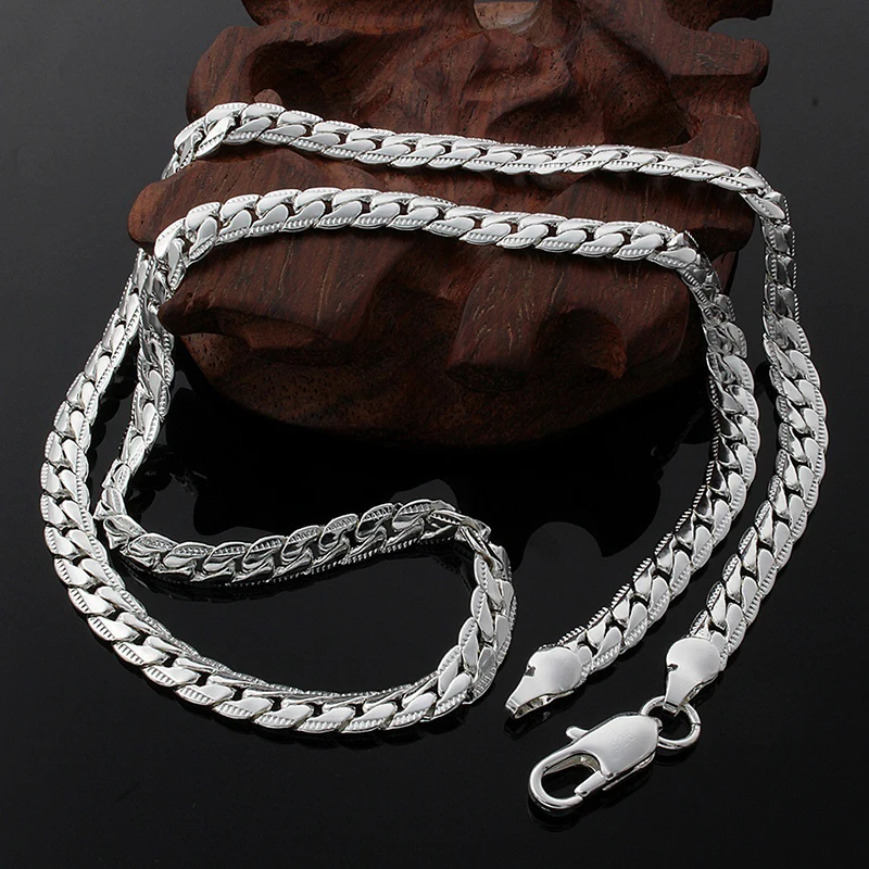 

Серебряная цепь в стиле хип-хоп для мужчин, ожерелье серебряного цвета, длинная цепь из панцирного плетения, мужские ювелирные изделия, колье