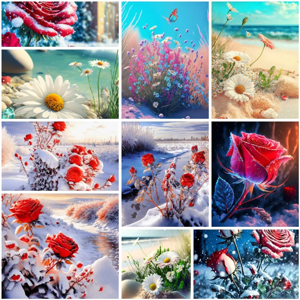 

Flowers Rose Daisy Картина По Номерам На Холсте Раскраска По Номерам Краски Акриловые Товары Для Дома Закладки Для Книг Картина По Номерам Девушка У...