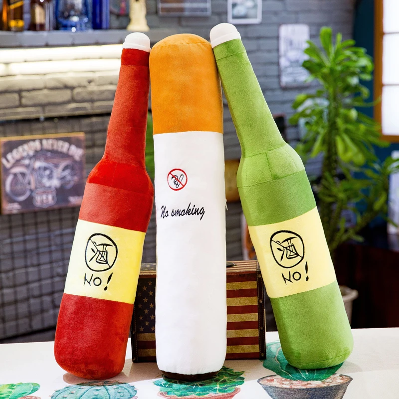 150cm Cute Cigarette Bottle Pillow Long Strip Big Doll Smoking Cessation Stuffed Toy Sleeping Leg Clip on The Bed Boys Style