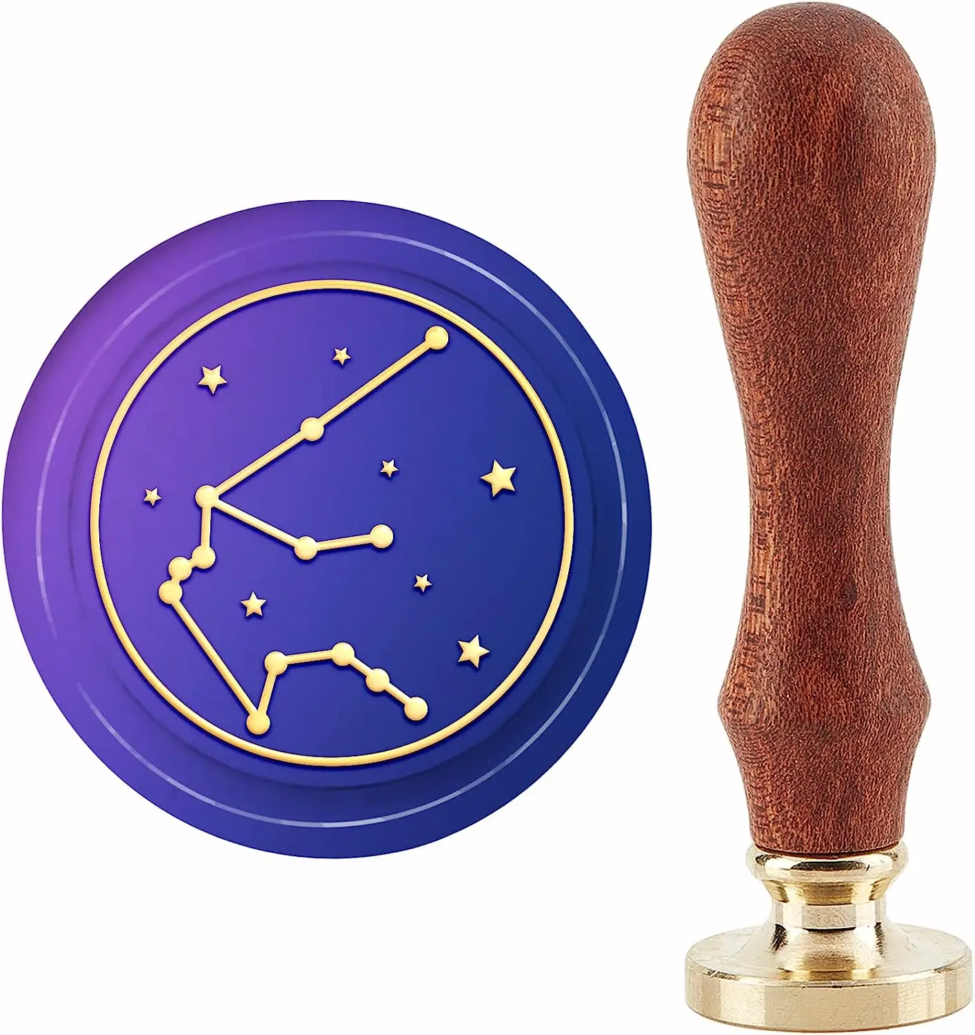 

1PC Aquarius Wax Seal Stamp Constellations Sealing Wax Stamps 30mm Retro Vintage Removable Brass Stamp Head with Wood Handle