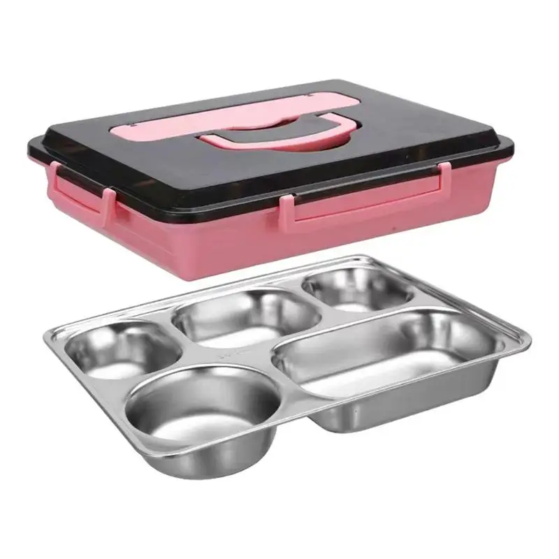 

Stainless Steel Lunch Box 5 Grids Stainless Steel Lunch Container With Lid And Handle Verstaile Lunch Organizer Leakproof Box