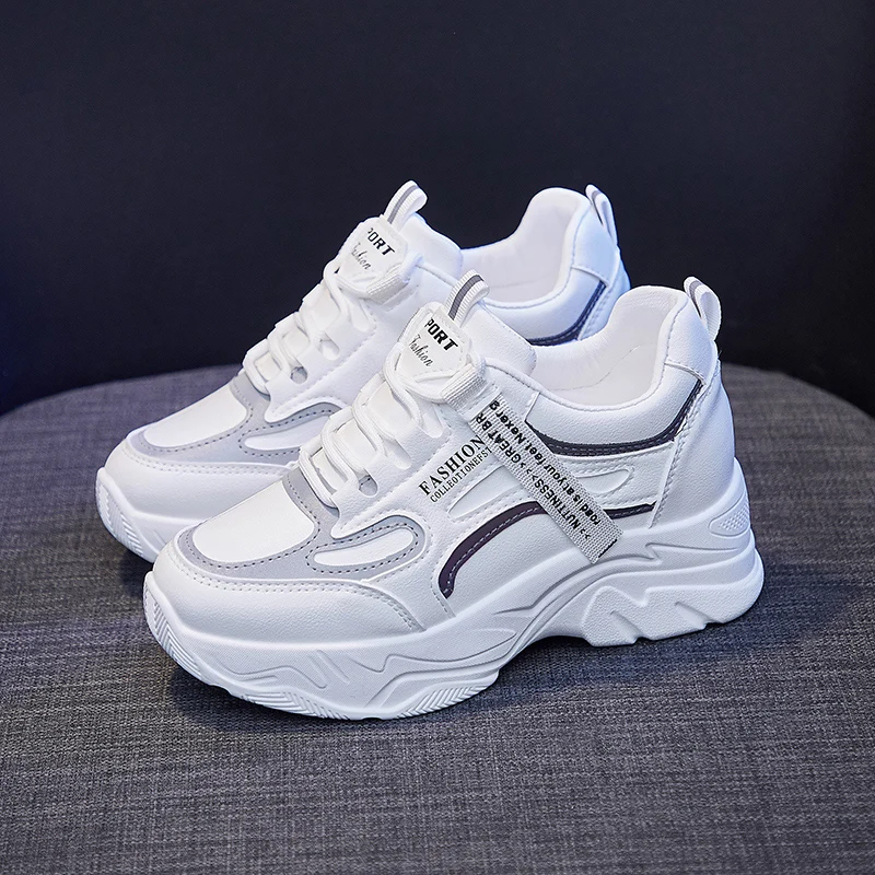 Fashion Designers White Sneakers Women Leather Thick-soled Tennis Sports Shoes Woman Zapatillas Mujer