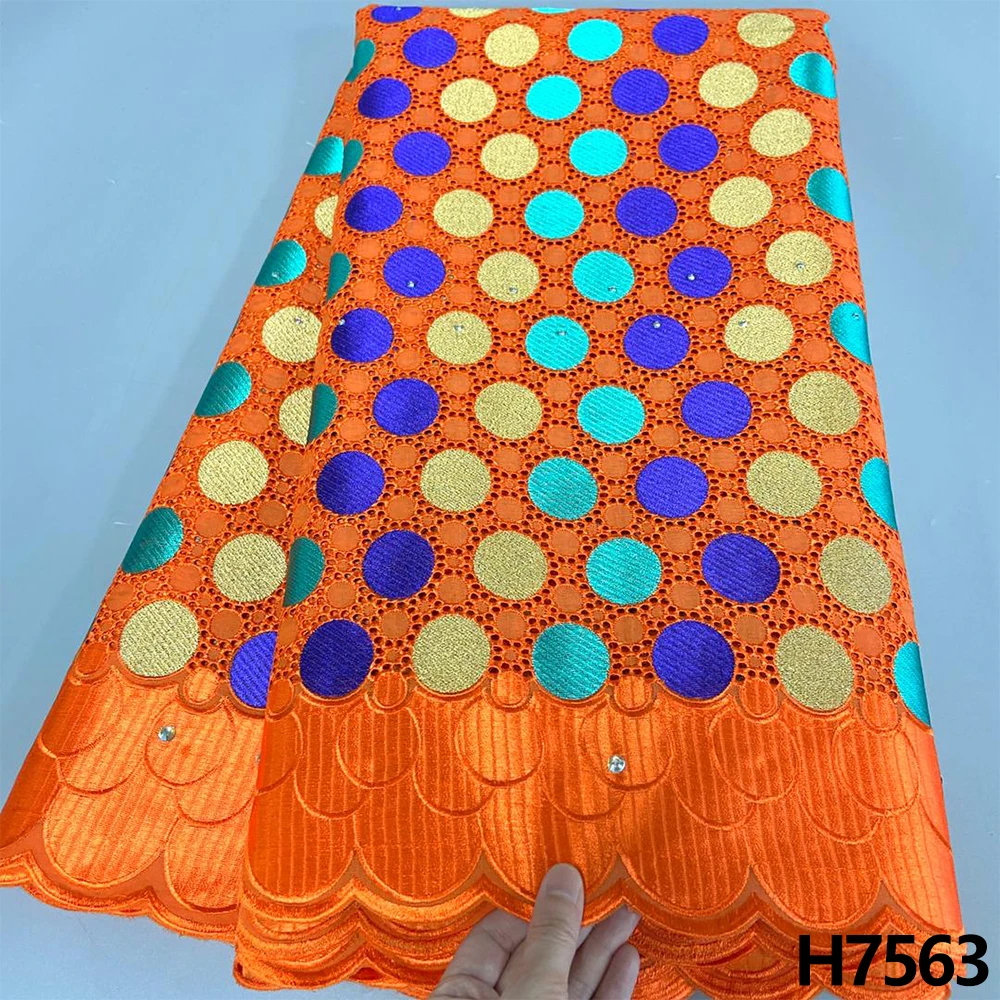 

Orange Nigerian Swiss Voile Lace Fabric Dubai Style 2022 High Quality Cotton Lace Fabrics Swiss Dry Lace In Switzerland HJ7563