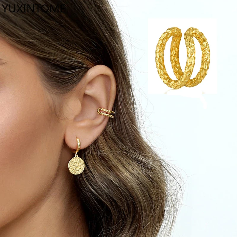 

1Pcs Fake Piercing Earcuff Double Circle Ear Cuff Earrings Accessories For Women Korean Punk Hip Hops Earclips Jewelry Gift