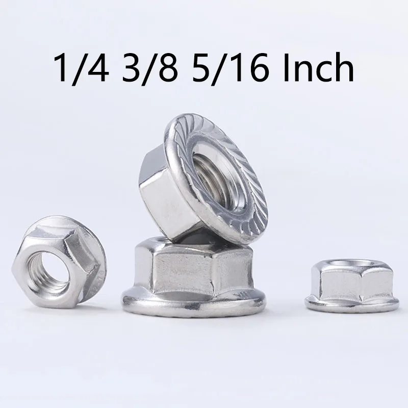 

Hexagon Flange Nuts 1/4 3/8 5/16 Inch Grade 4.8 304 Stainless Steel Hex Hexagon Locking Nut Serrated Spinlock American System