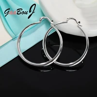 925 stamp silver color hoop earrings for women 40mm4cm round circle earrings fashion jewelry 2021 trend new gaabou jewellery