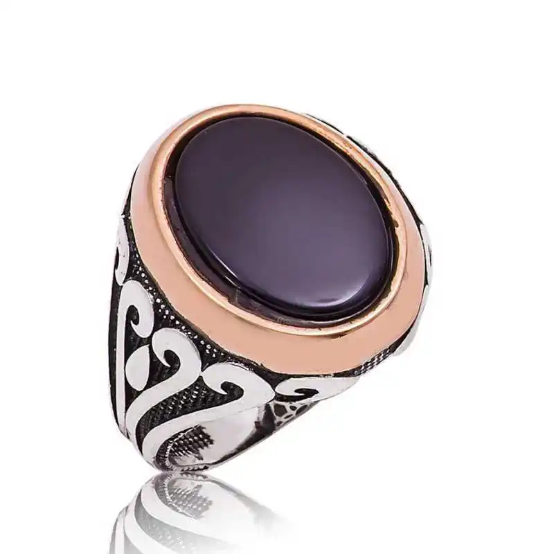 

Tevuli 925 Sterling Silver Black Stone Men 'S Ring
