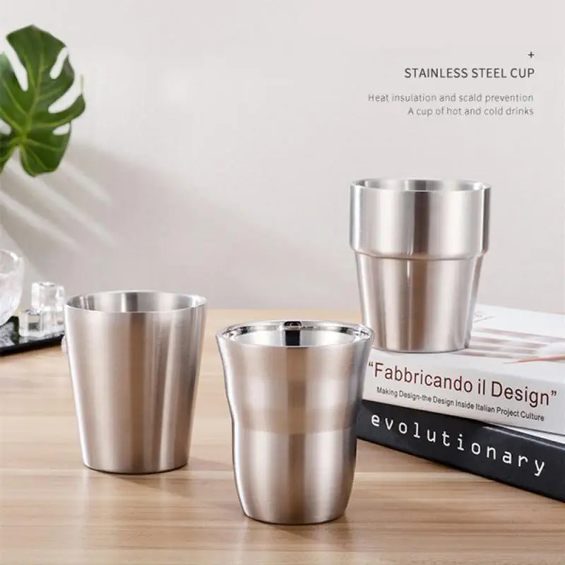 

Hot Sale Double Stainless Steel Mug 175/260/300/480 ml Metal Cold Beer Milk Tea Lemon Juice Cup Mug Bar Party Coffee Cup