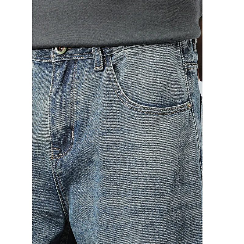 Streetwear Men 2022 New Pattern Vintage Recreational Blue Jeans Loose Broad Straight Cylinder Leg Trousers Autumn Female Trend