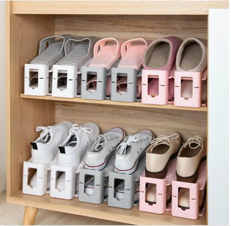 

5pcs New Adjustable Shoe Organizer Footwear Support Slot Space Saving Cabinet Closet Stand Shoes Storage Rack Shoebox