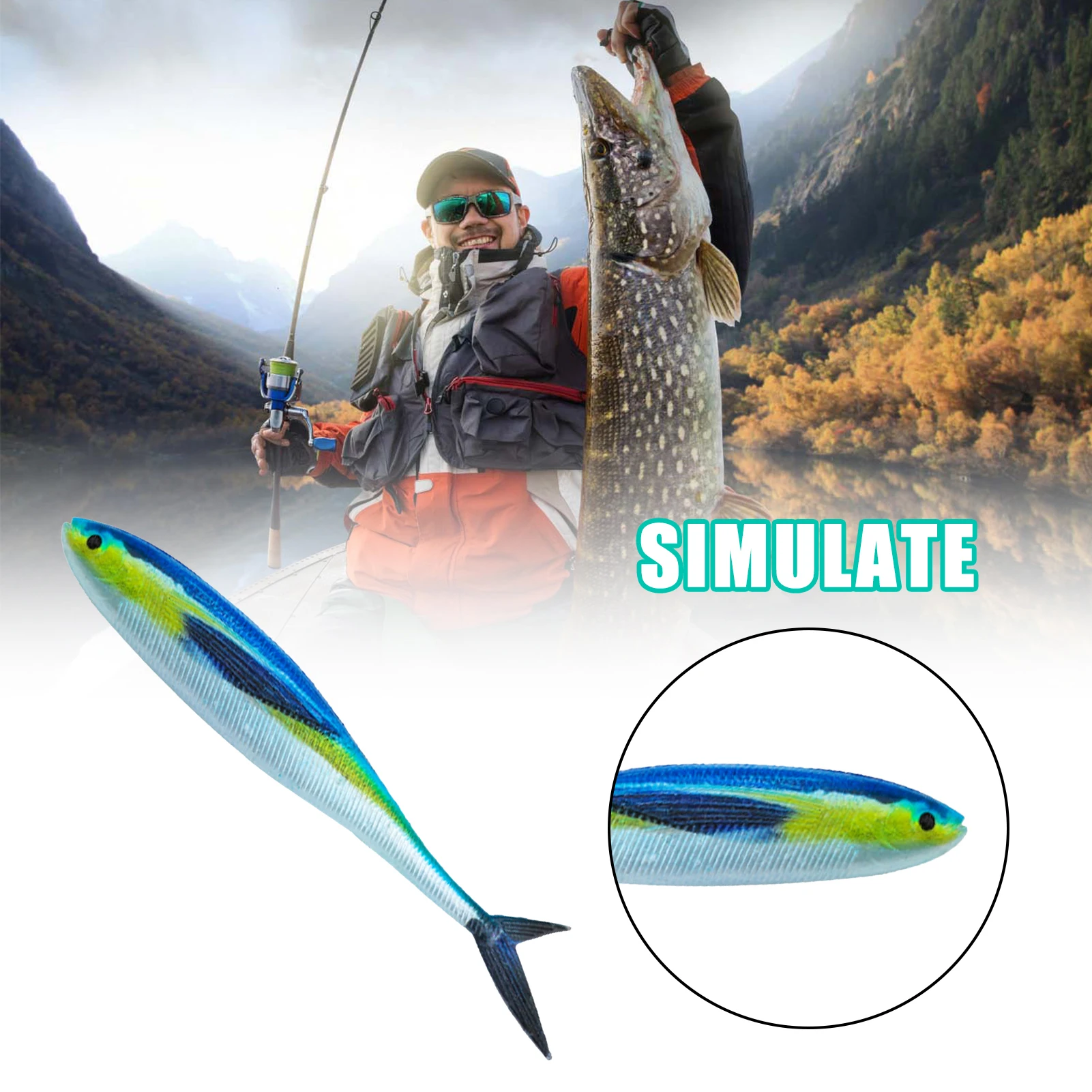 2 шт. мягкие рыболовные приманки с 3D принтом