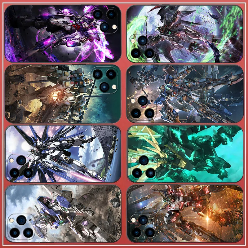 

Anime Mobile Suit G-Gundam for IPhone 14 Pro Max 11 12 13 Pro X XR XS Max 7 8 14 Plus SE 2020 2022 Black Soft Case Phone Case