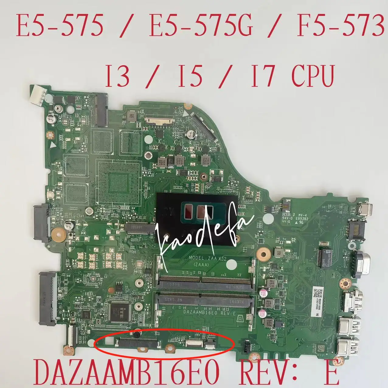 

DAZAAMB16E0 Mainboard for Acer Aspire E5-575 E5-575G Laptop Motherboard CPU:I3-6100U / I5-7200U / I7-7500U UAM DDR4 Test Ok