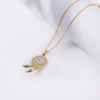 fashionable evil blue eye religious copper necklace for women charms trendy geometric rhinestone female cute jewelry wholesale