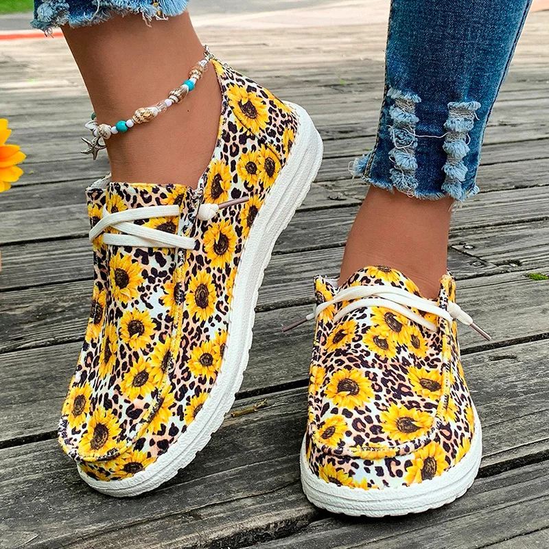

Flower Flats Loafers Women Shoes 2023 Autumn New Casual Comfortable Fashion Sport Shoes Soft Sole Lace-up Platform work Sneakers