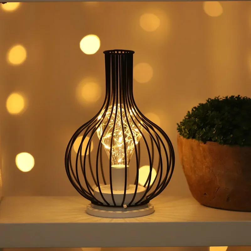 

LED Night Light Wrought Iron Table Lamp Vintage Red Wine Glass Wine Bottle Gift Home Decor Bedroom Bedside Desk Night LightLight