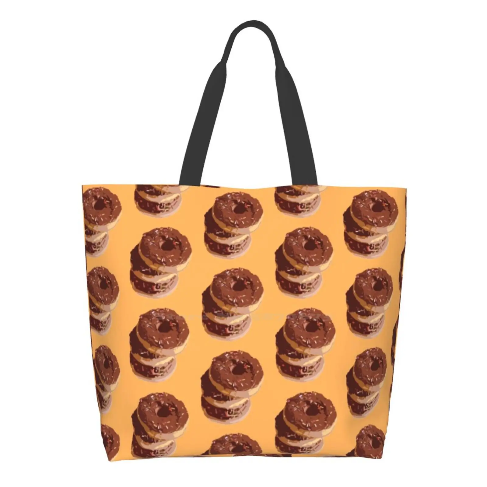 

Morning Donuts - Chocolate Frosted Breakfast Doughnuts Casual Handbag Tote Bag Reusable Large Capacity Doughnut Donut