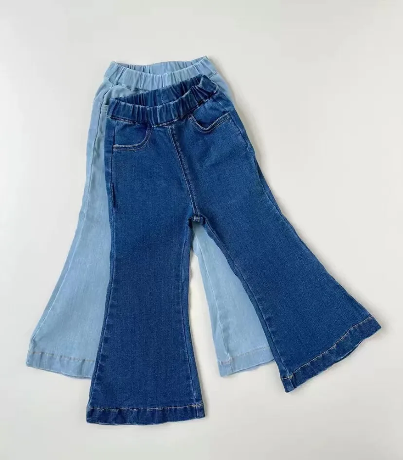 

2023sspippi all-match series 2-color stretch flared jeans for girls