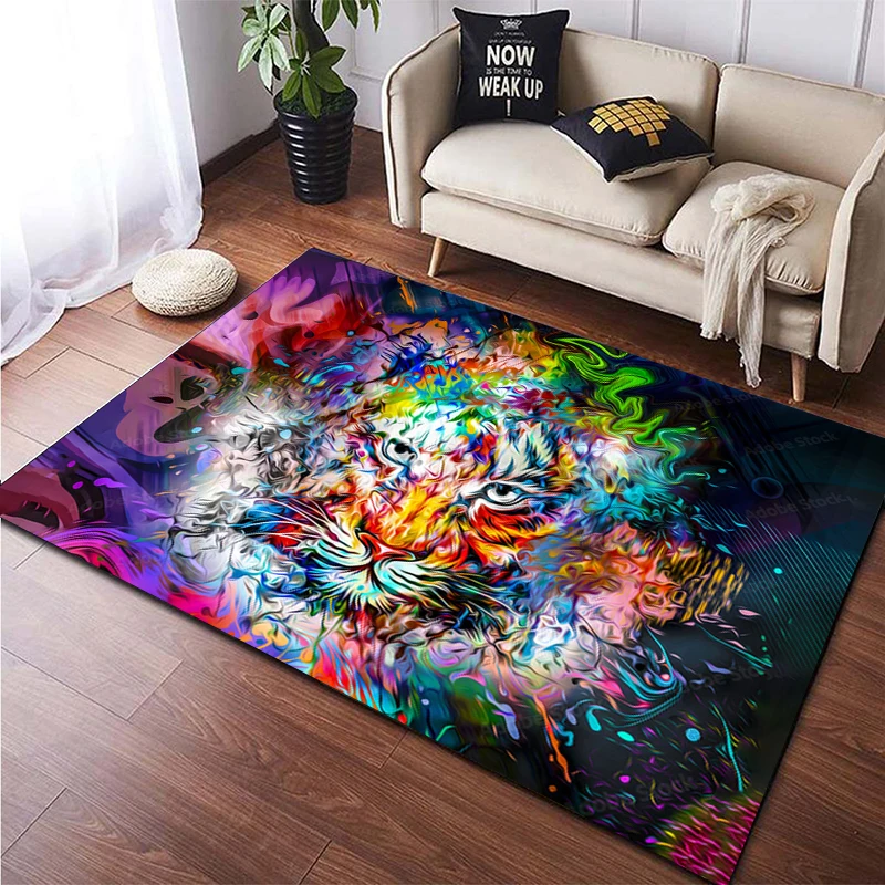 

Colorful Fantasy Tiger Carpet Living Room Rug Yoga Mat Home Decor Hallway Non-slip Door Mat Kitchen Bathroom Bedroom Floor Mat