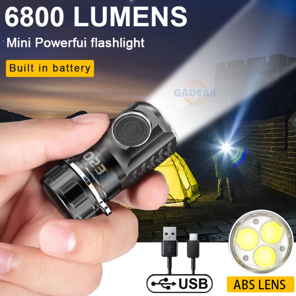 

Rechargeable Mini Led Flashlight Keychain Usb Powered 3000 Lumens Flash Light IPX8 Pocket Torch Lamp SST20 Wick Flashlights