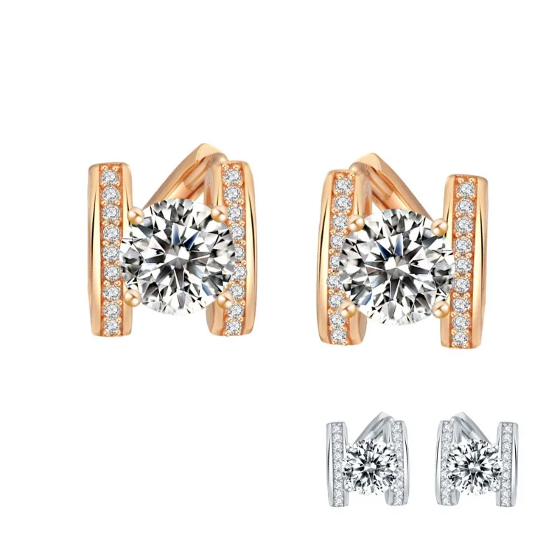 Серьги-кольца с муассанитом 2cttw D Color VVS1 стерлинговое серебро 925 пробы розовое