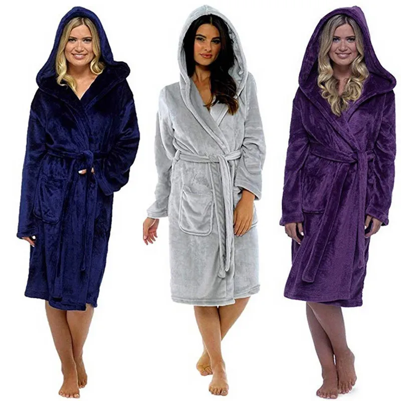 

Nightgown for Women Sleepwear 2022 Cute Warm Winter Thick Flannel Long Plush Pajamas Bath Robe Kimono Robe Home Clothes
